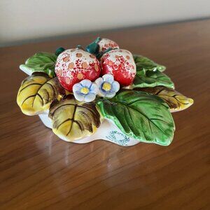 Vintage 50s Ceramic Wall Planter in Colorful Fruit Floral Design Made in Japan